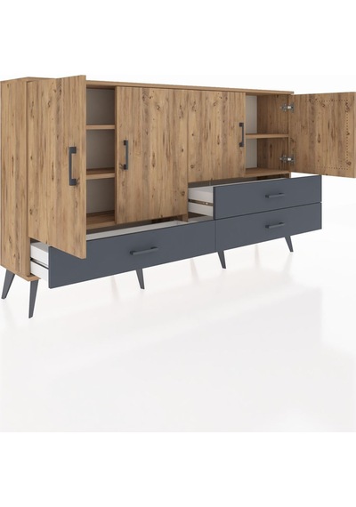Arges Konsol 5 Raflı 3 Çekmeceli 4 Kapaklı 176x30x99 Çam-çam/antr Çam-çam/antrasit Arges Konsol 5 Raflı 3 Çekmeceli 4 Kapaklı 176x30x99 Çam-çam/antr Çam-çam/antrasit