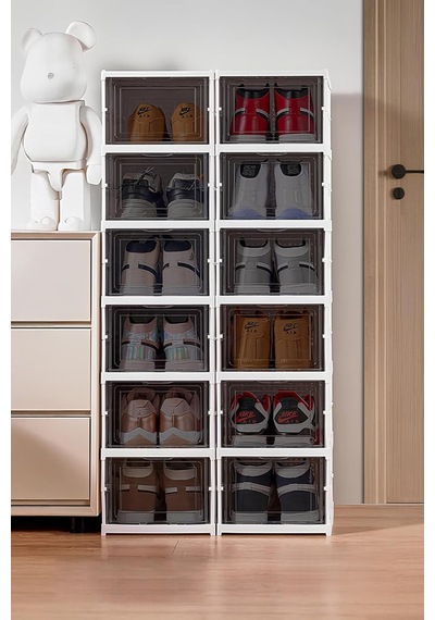 6 Katlı Katlanabilir Organizer, Çok Amaçlı Ayakkabılık, Taşınabilir Portatif, 25.5 X 34.5 X 105 Cm Beyaz Abanoz - Beyaz 6 Katlı Katlanabilir Organizer, Çok Amaçlı Ayakkabılık, Taşınabilir Portatif, 25.5 X 34.5 X 105 Cm Beyaz Abanoz - Beyaz