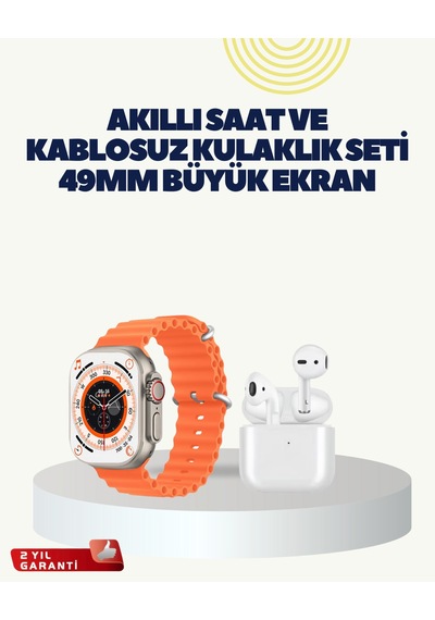 Watch 9 Akıllı Saat Kulaklık Seti Takipli 45 Mm Geniş Ekran