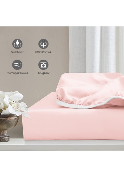 Soley Jersey %100 Pamuk Çift Kişilik 140 X 200 Lastikli Çarşaf Pudra