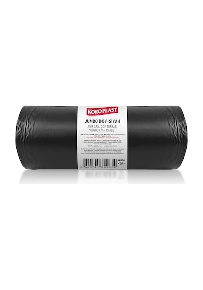 Ağır Sanayi Çöp Torbası Jumbo Boy Siyah 10&apos Lu 80x110 Cm, Dayanıklı & Sızdırmaz, Çift Katlı, Geri Dönüştürülebilir Çöp Poşeti, Fabrika, Şantiye, Sanayi, Restoran, Otel, Hastane, Atölye