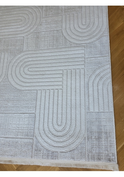 Elvey Home London Krem Gri Dekoratif Bambu Akrilik Yumuşak Modern Özel Ölçü Koridor Oturma Çocuk Odası Halısı 004-krem/gri