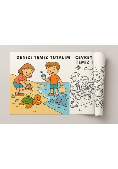 Duyarlı Çocuklar Boyama Rulosu 5 Metre Uzun Çevre, Doğa Ve Paylaşım Temalı Dev Etkinlik Kağıdı
