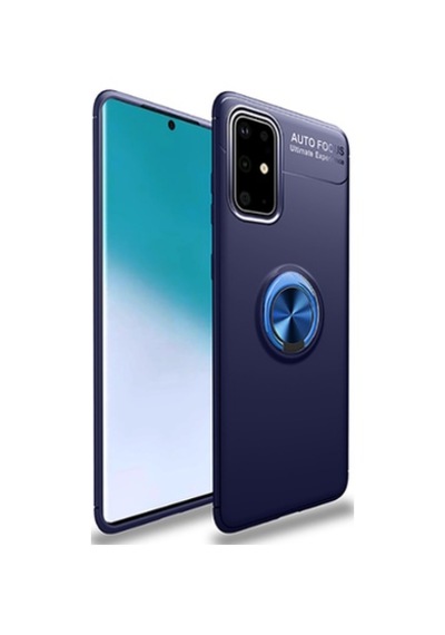 Samsung Galaxy Uyumlu M31s Kılıf Yüzüklü Sağlam Esnek Ringo Silikon Kapak Mavi