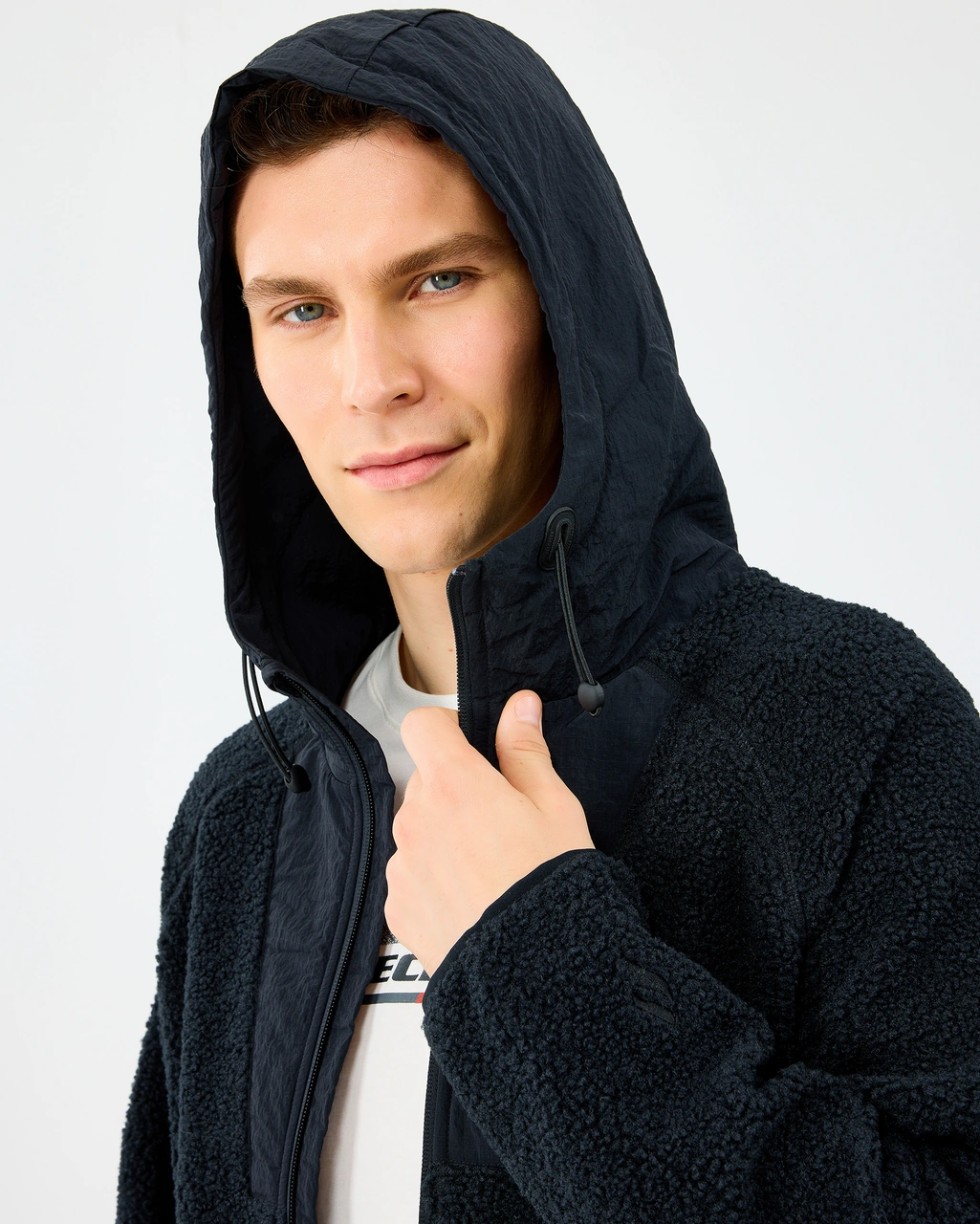 Skechers M Comfort Hoodie Sherpa Jacket Erkek Siyah Mont S2520131-3817 Siyah