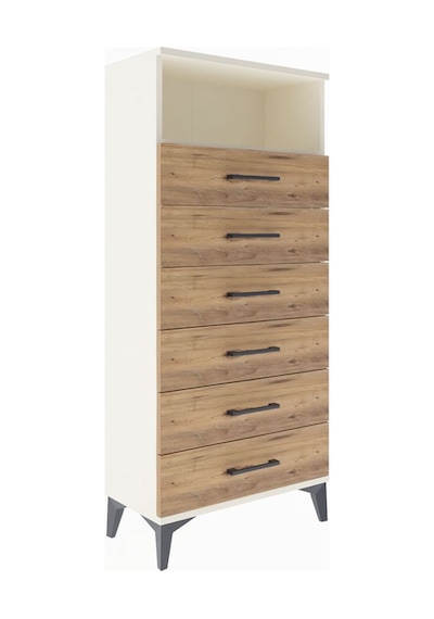 Arges Dolap Tek Raflı 6 Çekmeceli 60x30x134 Aytaşı-çam Aytaşı