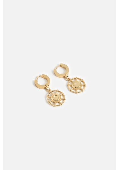 Altın Medallion Halka Küpe Gold
