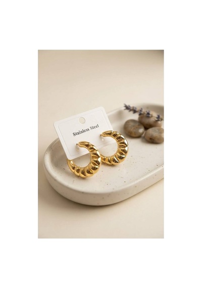 316l Çelik Gold Renk Retro Model Kalın Gövdeli Küpe Tj-bkp12049 Evimdeyokyok