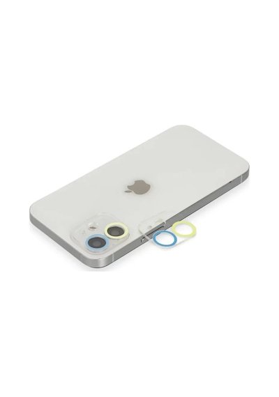 Newface Apple İphone 12 Mini Renkli Kamera Lens Koruma Cam - Sarı-mavi