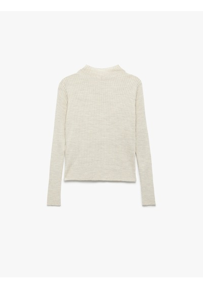 Koton Regular Fit Uzun Kollu Hafif Dik Yaka Triko Kazak Bej 6wak90031ht Ekru