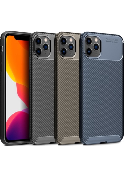 Apple Uyumlu iPhone 11 Pro Max Kılıf Focus Carbon Desen Silikon Arka Kapak