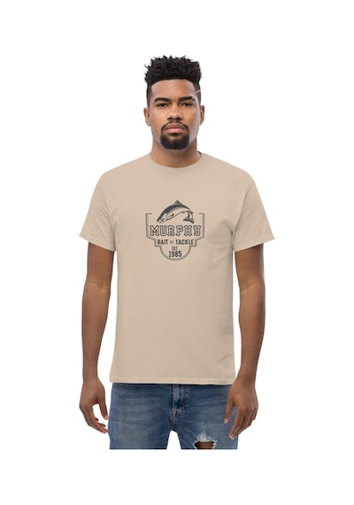 Wildstyle Murphys Bait Tackle Vintage Balıkçılık Olta Balıkçı Baskılı Unisex Bisiklet Yaka Pamuklu Tişört Camel