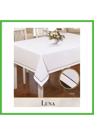 Vaveni Keten Masa Örtüsü Luna Model Krem 160x260 Cm Modern Şık Ev Tekstili Arz