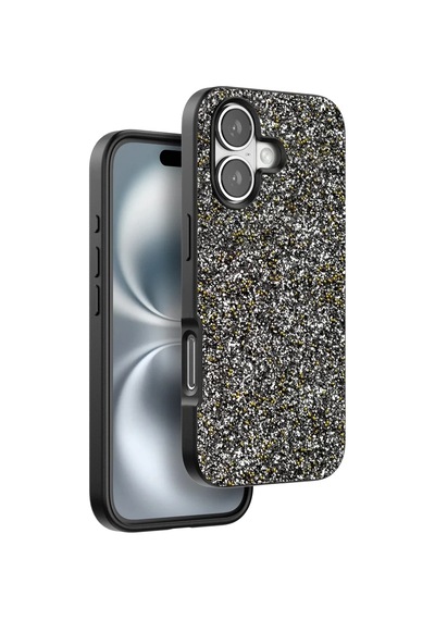 Onegif Apple İphone 16 Plus Uyumlu Bright Simli Kapak - Gümüş Çok Renkli