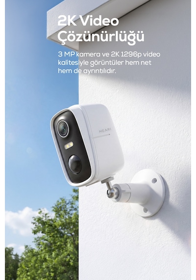 N1 İç Ve Dış Mekan Kablosuz Wi-fi Şarjlı Akıllı Güvenlik Kamerası 2k 3mp, 5200mah, Gece Görüşü, Çi