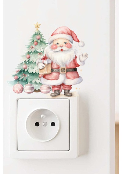 Priz Yılbaşı Noel Baba Yılbaşı Ağacı Dekoratif Priz Süsleme Sticker