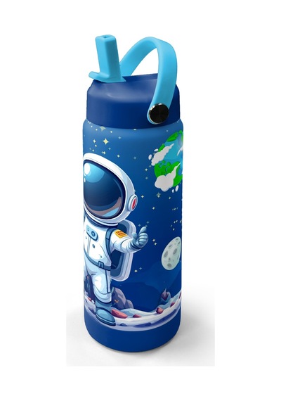 Coral High Lacivert Astronot Desenli Katlanır Ağızlıklı Çelik Termos 650 Ml 38334 Lacivert