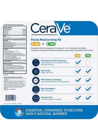 Cerave Yüz Nemlendirici Gündüz Losyonu SPF30 89 ML + Yüz Nemlendirici Gece Losyonu 89 ML