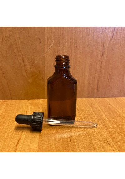 30 Ml Siyah Plastik Kapaklı Yassı Amber Cam Damlalıklı Şişe , 30