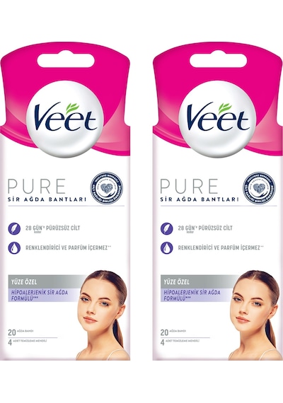 Veet Yüze Özel Pure Hipoalerjenik 20'li Sir Ağda Bandı X 2 Adet