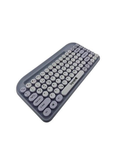Saywin Bluetooth Klavye Renkli Retro Kablosuz Klavye Daktilo Görünümlü Tuş Tasarımı Şık Ve Kullanışlı Telefon Koyma Gözü Pilli Türkçe Q Klavye Sw-05 Mor