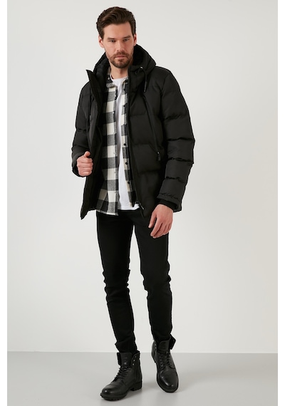 Buratti Kapüşonlu Suya Ve Rüzgara Dayanıklı Soğuk Geçirmez Slim Fit Erkek Mont 5717101 Siyah