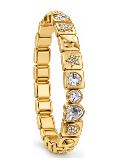 Les Petites Mains Kalp Yıldız Ve Çiçek Figürlü Zirkon Taşlı Gold Lastikli Bileklik Gümüş