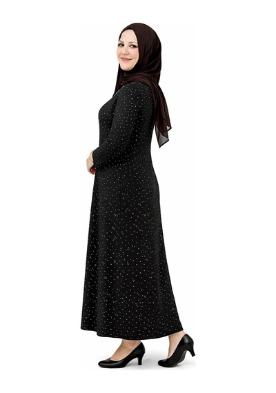Hira Life Fashion Kadın Bisiklet Yaka Ful Kristal İki İplik Batal Tesettür Elbise Siyah Siyah Hira Life Fashion Kadın Bisiklet Yaka Ful Kristal İki İplik Batal Tesettür Elbise Siyah Siyah