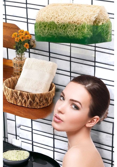 2li Set %100 Doğal Kabak Lifli Aloe Vera Sabun El Yüz Kurulama Hlu Çok Renkli