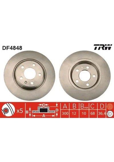 Audi A5 Arka Fren Diski 2008-2024 Trw Df4848 2adettir