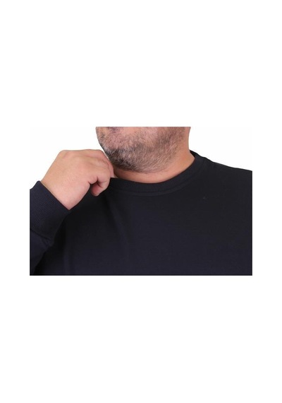 Starbattal Büyük Beden Sıfır Yaka Classic Sweat 23216 Lacıvert-Lacıvert Lacivert