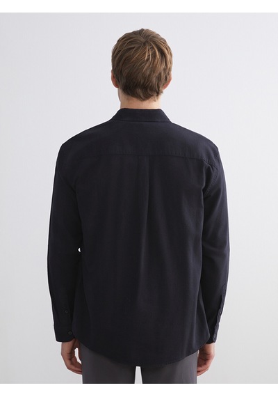 Lcw Vision Siyah Regular Fit Uzun Kollu Gabardin Erkek Gömlek