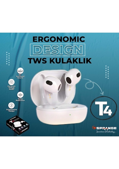 Sprange T4 TWS Bluetooth 5.2 Gürültü Azaltma  Kulak İçi Kulaklık