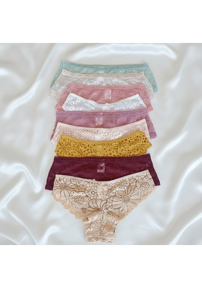 Bonbon Kadın Full Dantel 10'lu Paket Karışık Renk Brif Brezilyan Slip Külot Bb2537 Renkli
