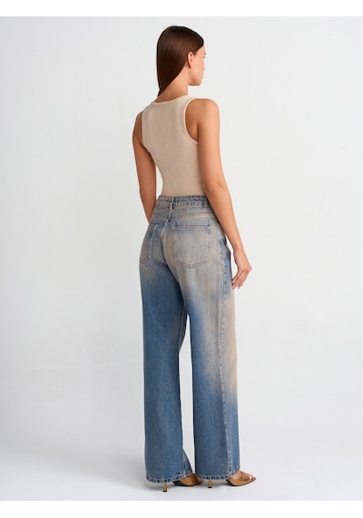 Dilvin Tint Yıkama Baggy Denim Pantolon Tint Kırmızı
