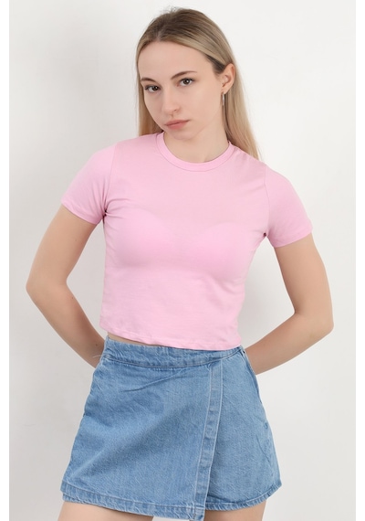 Giysa Kadın Bisiklet Yaka Pamuklu Basic T-shirt Pembe Ms0000102 Şeker Pembe Giysa Kadın Bisiklet Yaka Pamuklu Basic T-shirt Pembe Ms0000102 Şeker Pembe