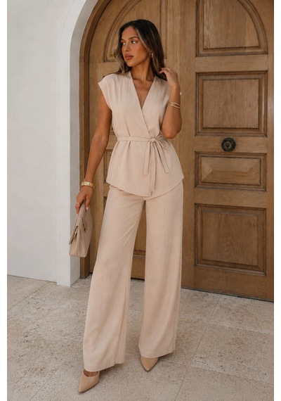 Seeh Bej Basic Yelek Pantolon Takım Sh241 Standart