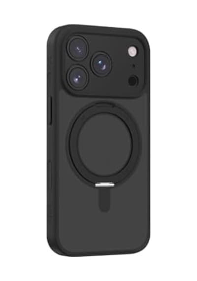 Apple iPhone  Uyumlu  17 Pro Roller Serisi 360 Dönebilen Halka Standlı Magsafe Kılıf Black