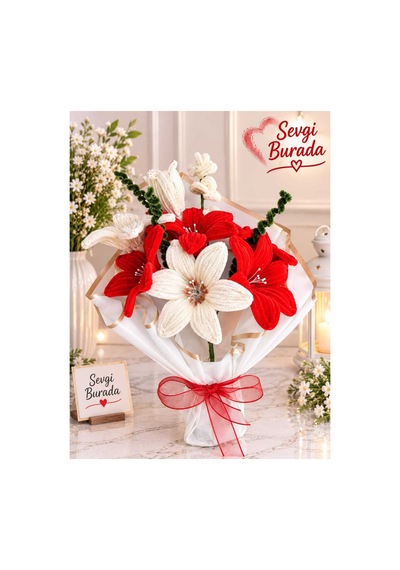 Kırmızı Beyaz Lilyum Buket Kırmızı - 835894421 Kırmızı