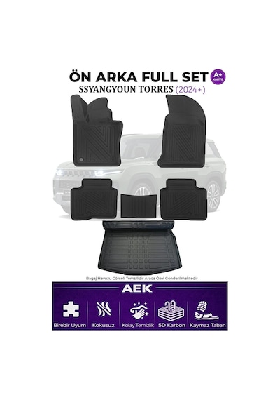 Ssangyong Torres 2024+ 5d Karbon Paspas Takımı +3d Pvc Bagaj Havu