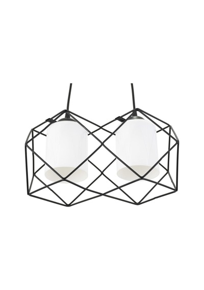 Modern Kare Geometrik 3lü Siyah Beyaz Cam Metal Sarkıt Avize K