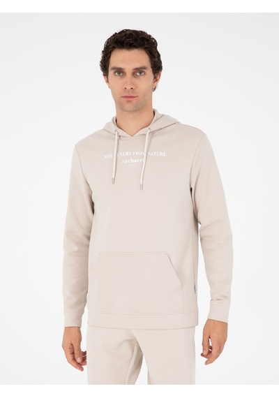 Bej Regular Fit Pamuk Karışımlı Yarım Fermuarlı Sweatshirt