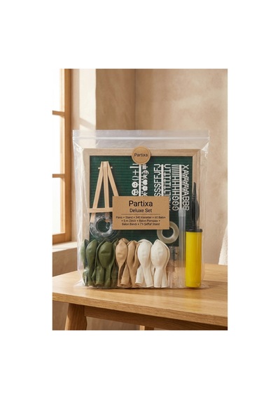 Kuran'a Geçtim Kutlaması Süsleme Deluxe Set Koyu Yeşil Keçe Yazı Panosu Standlı Balon Zincirli 7li Şeffaf Balon Standlı Kuran Töreni Seti Çocuk