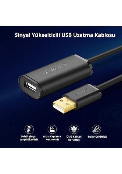 Ugreen Usb 2.0 Uzatma Kablosu İle Aktif Wi-fi Amplifikatör, 5 M, 10319