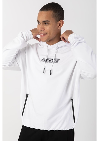 Maraton Sportswear Oversize Erkek Kapşonlu Düşük Kol Basic Beyaz Sweatshirt 22465-beyaz