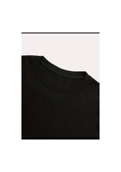 Medinenur Leopar Desenli Kurdele Detaylı Basic T-shirt Siyah