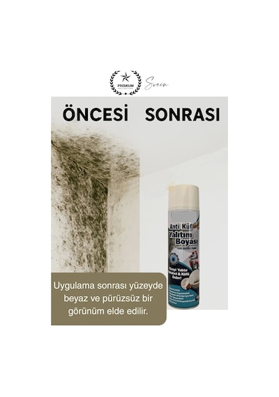 Premium Anti Küf Yalıtım Boyası Sprey Beyaz Rutubet Oluşumunu Engeller Duvar Derleme Önleyici 500 Ml