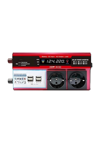 12v 2000w Modifiye Sinüs İnverter Araç Ve Güneş Enerjisi Uyumlu, Çift Usb, Çift Priz Ve Çakmaklık