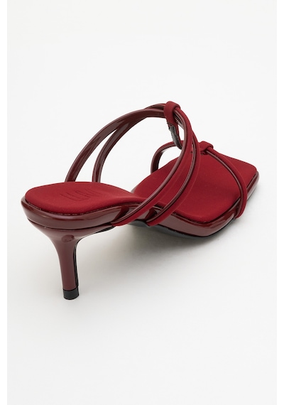 Luvishoes Luvi Shoes Mocha Bordo Kare Burunlu İnce Bantlı Kadın Topuklu Terlik Bordo