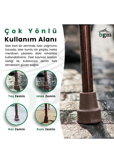 Baston Katlanabilir Denge Bastonu Yüksek Kalite Ayarlanabilir Kahverengi-bronz Baston